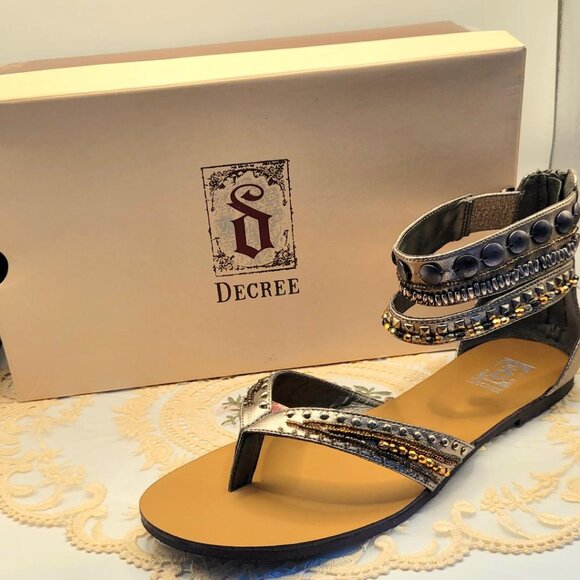 Decree Gladiator Metallic Studded Sandals - Picture 1 of 4